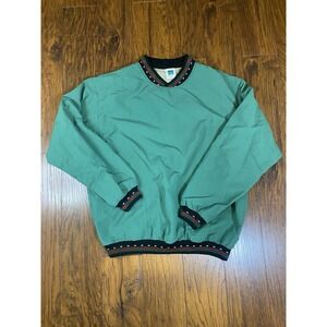 Vtg 90s Santa Fe Aztec Turfer Windbreaker Men's Medium Green Pullover USA Y2K